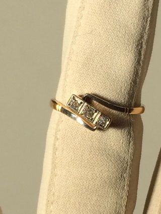 Vintage 1930s Art Deco Diamond Trilogy Ring Marked 18ct Size L