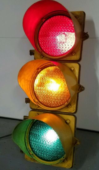 Vintage Traffic Signal Green/ Yellow/ Red/ Old Traffic Light Does Light - Up Usa