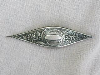 Antique Sterling Silver Thread Tatting Sewing Shuttle Tool Floral Daisy Design
