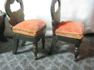 Antique Miniature Dollhouse Biedermeier Sofa and Chairs Set 1:12 Scale 12