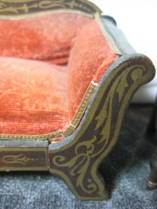 Antique Miniature Dollhouse Biedermeier Sofa and Chairs Set 1:12 Scale 4