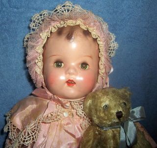 Antique Vintage Madame Alexander Baby Doll Composition Dress Tag Coat