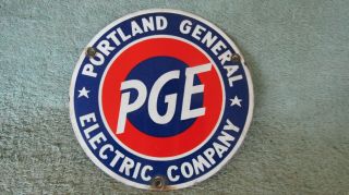 Vintage Porcelain Sign Portland General Electric Comp Pge 1950 