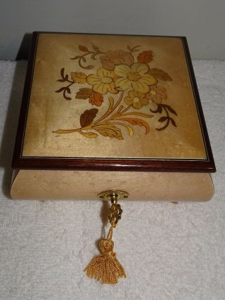 Vtg.  Reuge Romance Theme From Cats Memory Swiss Made Wood Inlay Music Box Italy