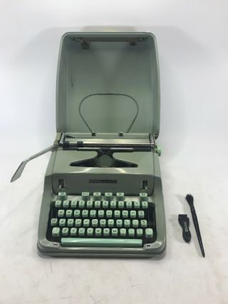 Vintage Hermes 3000 Portable Typewriter,  & Case Seafoam Green - - All Keys Work