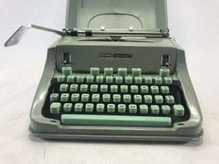 Vintage Hermes 3000 Portable Typewriter,  & Case Seafoam Green - - ALL KEYS WORK 2