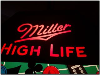 VTG MILLER HIGH LIFE BEER HANGING POKER LIGHT BAR ROOM GAME TABLE MAN CAVE 2