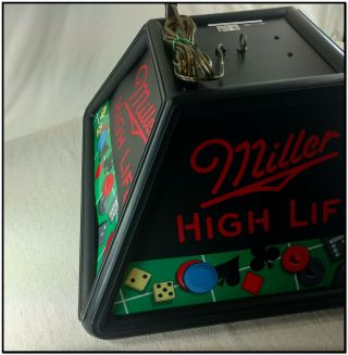 VTG MILLER HIGH LIFE BEER HANGING POKER LIGHT BAR ROOM GAME TABLE MAN CAVE 8