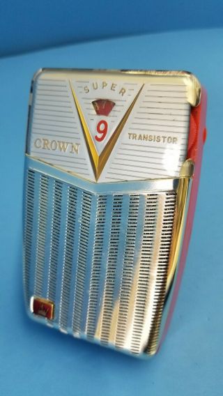 Vintage Crown " 9 " (tr - 999) Pocket Transistor Radio,  Stunning Beauty.