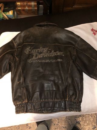 Harley Davidson Vintage Leather Jacket Distressed Brown Men’s Medium