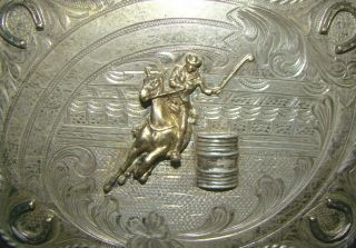 Vintage H.  S.  Means Culver City Cal Sterling Silver 10k Gold Rodeo Belt Buckle 3