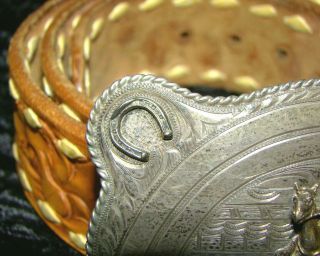 Vintage H.  S.  Means Culver City Cal Sterling Silver 10k Gold Rodeo Belt Buckle 5