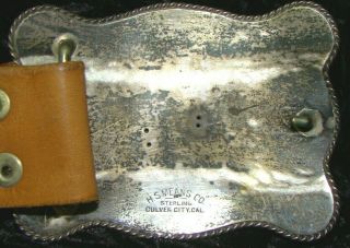 Vintage H.  S.  Means Culver City Cal Sterling Silver 10k Gold Rodeo Belt Buckle 6