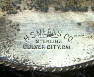 Vintage H.  S.  Means Culver City Cal Sterling Silver 10k Gold Rodeo Belt Buckle 7