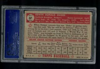 1952 Topps Duke Snider 37 Brooklyn Dodgers Red Back Vintage Graded PSA 4 Card 2