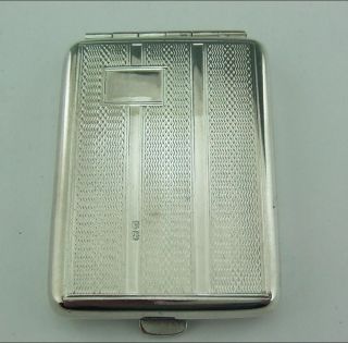 Art Deco Solid Sterling Silver Engine Turned Matchbook Case / Holder