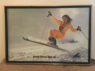 Vintage Retro Lange Ski Boot Poster Shop Room Tech Woman Framed