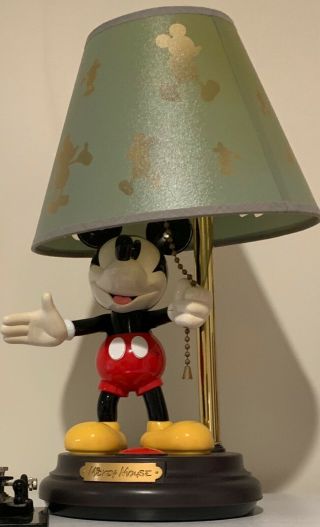 Vintage Disney Mickey Mouse Animated Talking Table Lamp With Shade Great