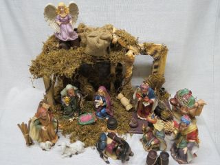 Vintage Home Interiors Homco Nativity With Stable Set 54035 Christmas Porcelain