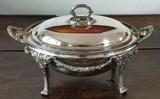 Edwardian Victorian Silver Plate Dome Top Bacon Food Warmer Complete 3 Pc