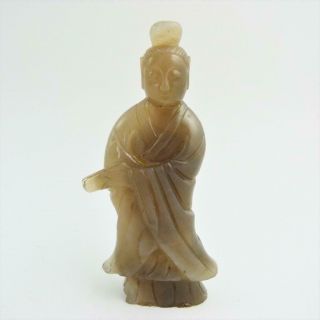 Chinese Grey Jade Figure Of Guanyin,  19th Century