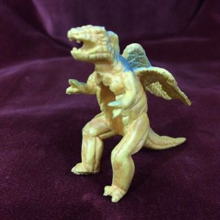 Vintage Rubber Dragon - Rare Yellow & Blue 2 1/2 Inches / Could Be As D&d