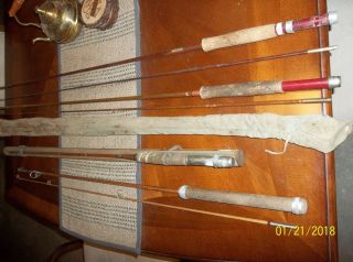 Vintage Fly Rods,  Set Of Four,  1 Lucky Strike,  1 Eclipse Rod And 2 Others