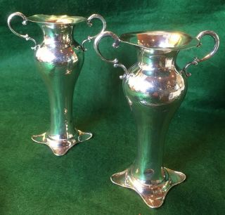 136 Grams 1926 Solid Sterling Silver Vases Latin Inscription With Doves