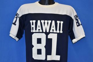 Vintage 80s Hawaii 1981 Blue White Mesh Jersey Artex Tourist T - Shirt Medium M