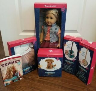 American Girl Doll Tenney Grant 18 Inch W Guitar Banjo Book Dog Spotlight Outfit