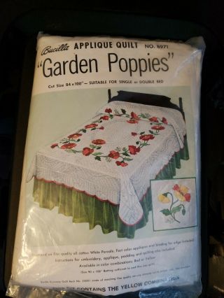 Vintage Bucilla Applique Quilt Kit 8971 " Garden Poppies "