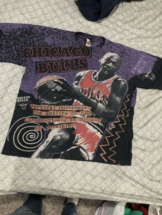 Vintage Michael Jordan Chicago Bulls Magic Johnson T All Over Print T - Shirt L/xl