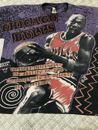 Vintage Michael Jordan Chicago Bulls Magic Johnson T All Over Print T - Shirt L/XL 2
