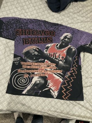 Vintage Michael Jordan Chicago Bulls Magic Johnson T All Over Print T - Shirt L/XL 7