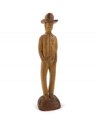 Vintage Folk Art Wood Carved Cowboy Sculpture Ronald Reagan