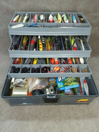Old Florida Vintage Plano Saltwater Fishing Tackle Box Full Of Classics And More