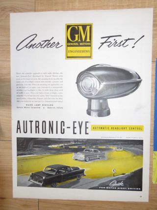 Vtg 1950 ' s GUIDE AUTRONIC EYE w/ brochure & advert GM Oldsmobile Pontiac Buick 3