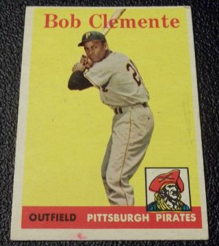 1958 Topps Roberto Bob Clemente 52 Vintage Baseball Card Pittsburgh Pirates