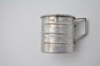 Vintage CHILDS TOY MEASURING CUP Aluminum Tin 1950s Baking Set Dish Cookware 2