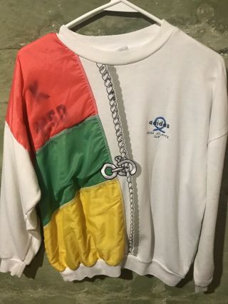 Vintage 80’s Adidas Olympics Sweatshirt Large Cross Atlantic Cup Small Rare