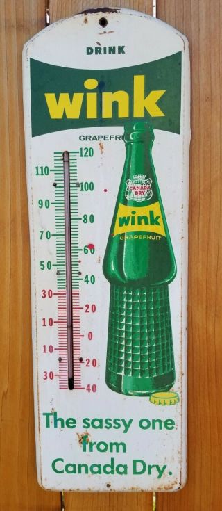 Vintage Wink Thermometer Canada Dry Soda Advertising Sign