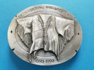Vtg 1991 The Ghost Dance Shirt " Remembering Wounded Knee " Belt Buckle 254/1890