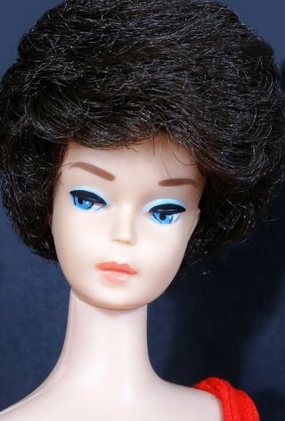 Vintage Brunette Bubble Cut Barbie Doll With Coral Lips