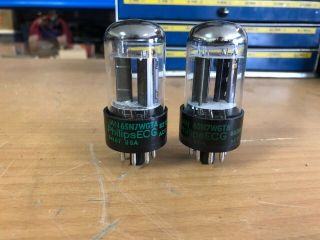 2 Vintage Philips Ecg Black Plate Jan 6sn7wgta 6sn7 Vacuum Tubes Guaranteed Usa