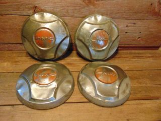 Vintage Dog Dish Chevrolet Orange Chrome Logo Truck Hubcaps Hot Rod Rat Rod