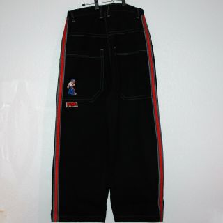 Jnco Tuffy 173 Vintage 90s Wide Leg Jeans 32w 32l Black W/ Red Stripe