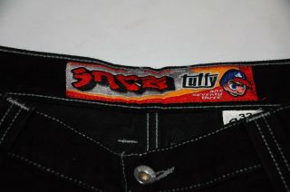 JNCO Tuffy 173 Vintage 90s Wide Leg Jeans 32w 32L Black W/ Red Stripe 4
