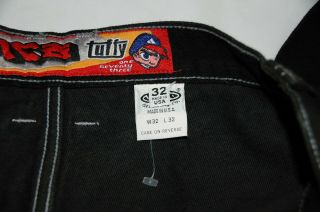 JNCO Tuffy 173 Vintage 90s Wide Leg Jeans 32w 32L Black W/ Red Stripe 5