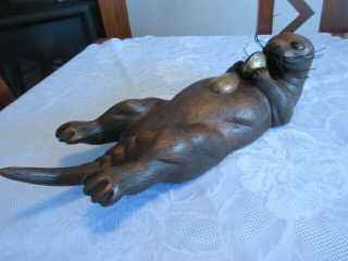 Vintage Hand Carved Otter Sculpture By Tom Taber