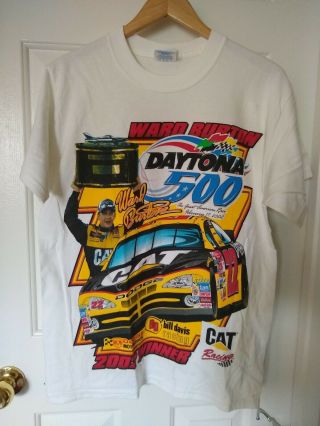Vintage Ward Burton Shirt Nascar 2 Sided Cat Racing Daytona 500 Winner M&o Knits